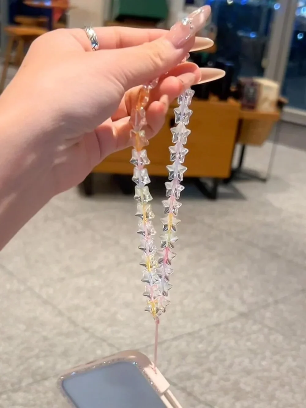 Beaded Star Phone Charm Wrist Strap Lanyard, Anti-Theft Wristlet for iPhone